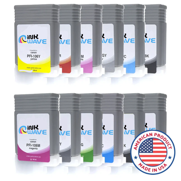 Inkwave Replacement Ink Cartridge for Canon PFI-106, 130 mL