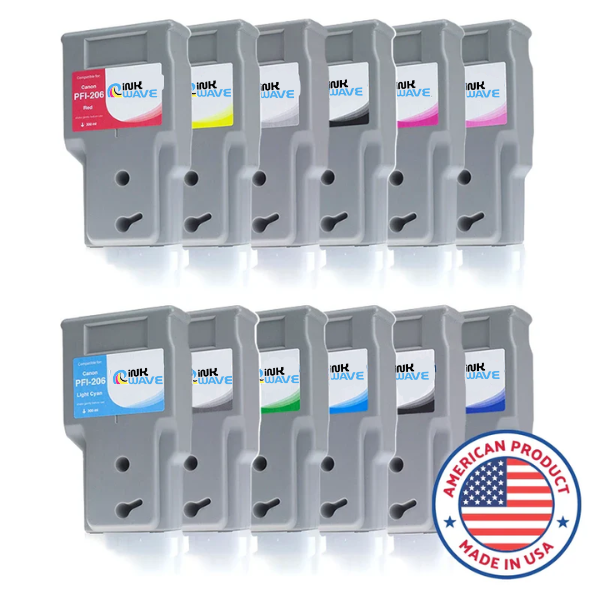 Inkwave Replacement Ink Cartridge for Canon PFI-206, 300 mL