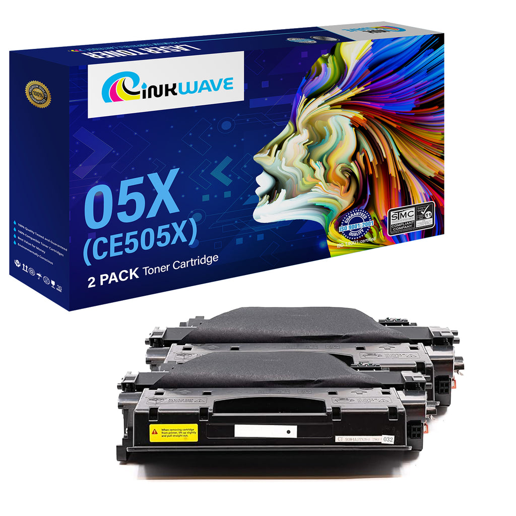 InkWave Compatible Toner Cartridge Replacement for HP 05X / CE505X (Black,2 Pack)