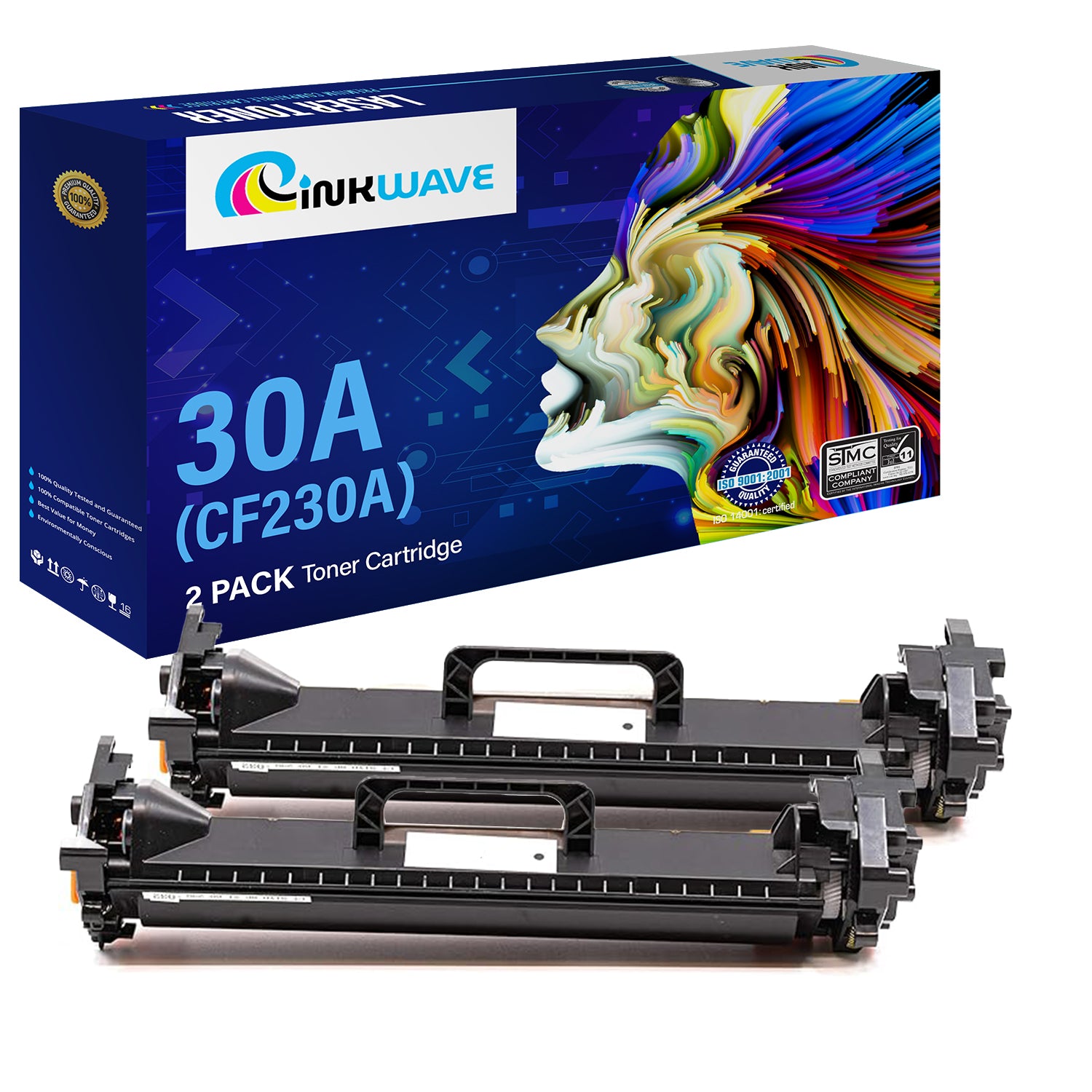 InkWave Compatible Toner Cartridge Replacement for HP 30A / CF230A (Black,2Pack)