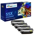 InkWave Compatible Toner Cartridge Replacement for HP 55X / CE255X (Black,4 Pack)