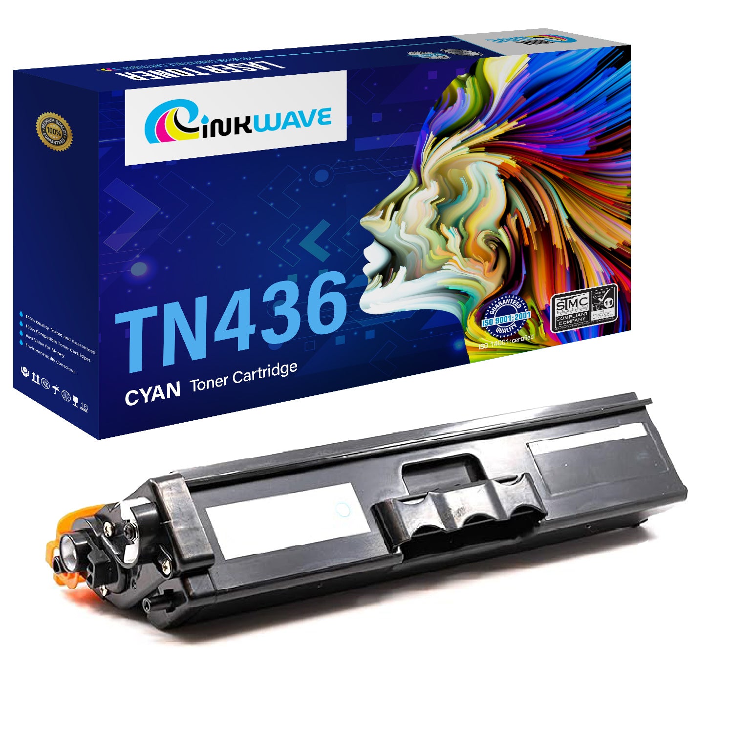 InkWave Compatible Toner Cartridge Replacement for Brother TN436 / TN436C / TN-436C (Cyan,1 Pack)