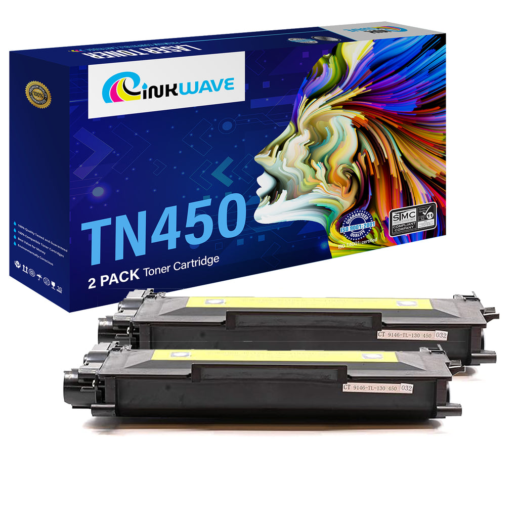 InkWave Compatible Toner Cartridge Replacement for Brother TN450 / TN420 (Jumbo Black,2 Pack)