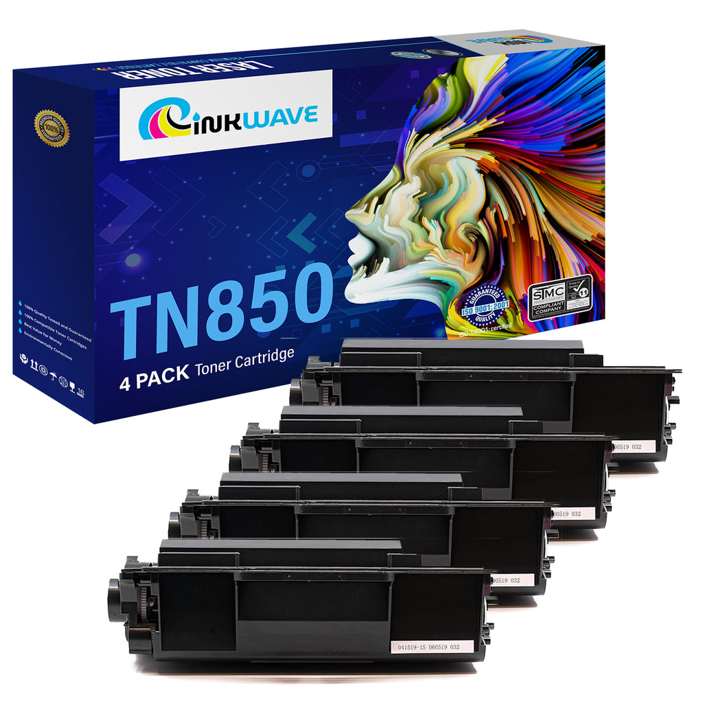 INKWAVE- Compatible Brother TN850 4-Pack Toner, Black