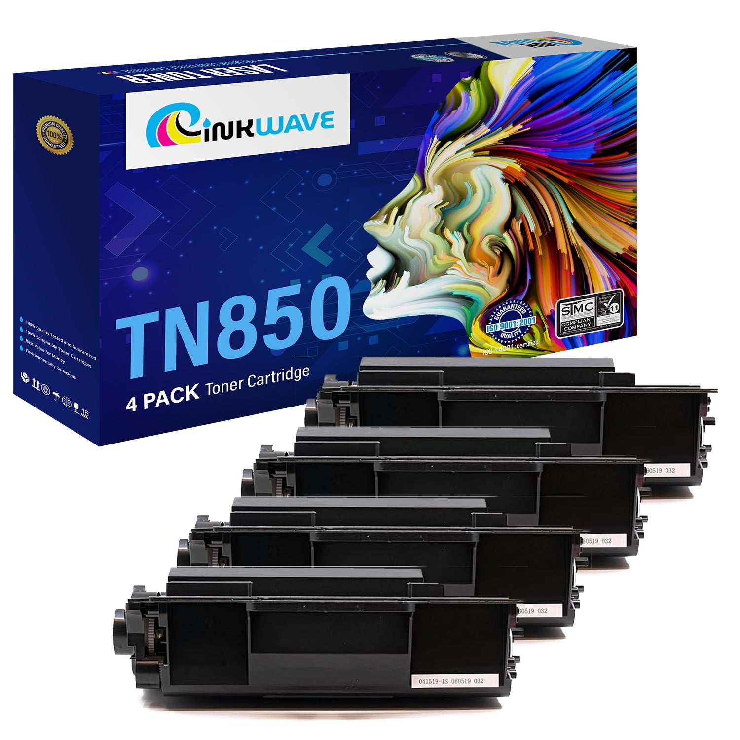 INKWAVE- Compatible Brother TN850 4-Pack Toner, Black
