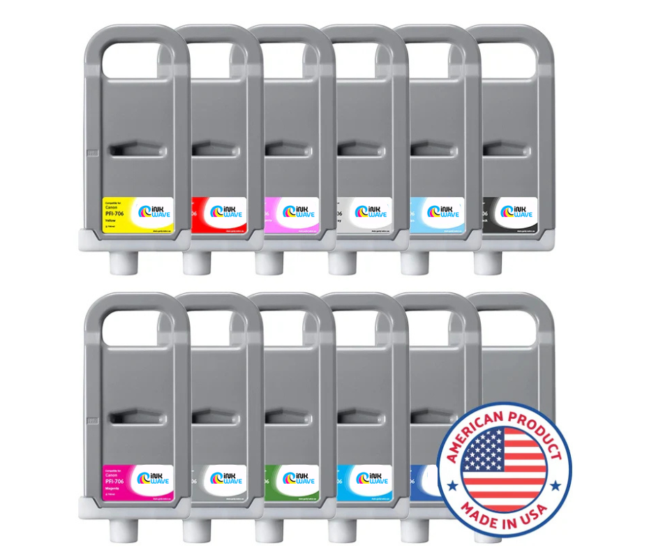 Inkwave Replacement Ink Cartridge for Canon PFI-706, 700 mL